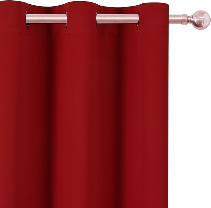 LEMOMO Red Blackout Curtains 42 x 54 Inch Length Set of 2 Panels Grommet Bedroom Curtains for Living Room