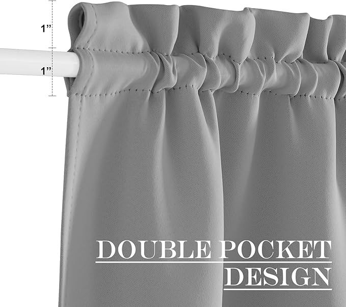 NICETOWN Blackout Side Door Curtains, Front Door Curtains for Small Window, Privacy Shades for Sidelight, Thermal Insulated Window Covering, Silver Grey, 1 Panel, W12 X L40 Inches Long