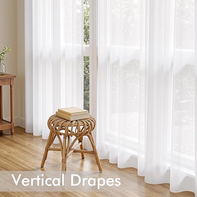 MIULEE White Sheer Curtains 84 Inches Long, 4 Panels Set, Light Filtering Rod Pocket Voile Drapes for Living Room and Bedroom, Airy Soft Fabric Window Treatments, 54 x 84 Inches