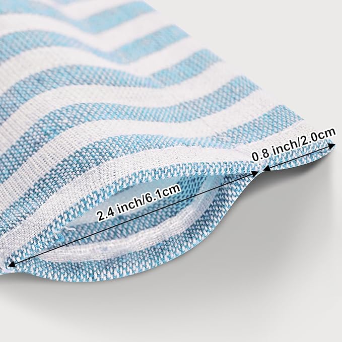 ASPMIZ Farmhouse Cotton Linen Valances for Windows, Blue Striped Kitchen Curtains Valances with Rustic Buttons, Boho Window Valance for Living Room, Valance Curtains for Bathroom, 52 x 18 Inches