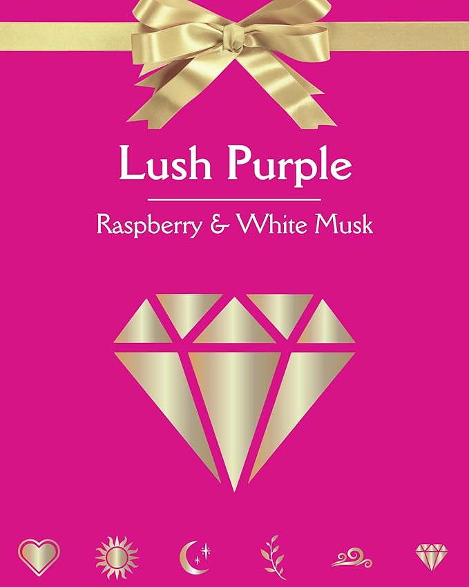 Purple Candle | Raspberry & White Musk w/Gold Diamond Symbol Luxury Candle for Date Night, Spring Home Scents, Mother's Day, Stress Relief & Aromatherapy