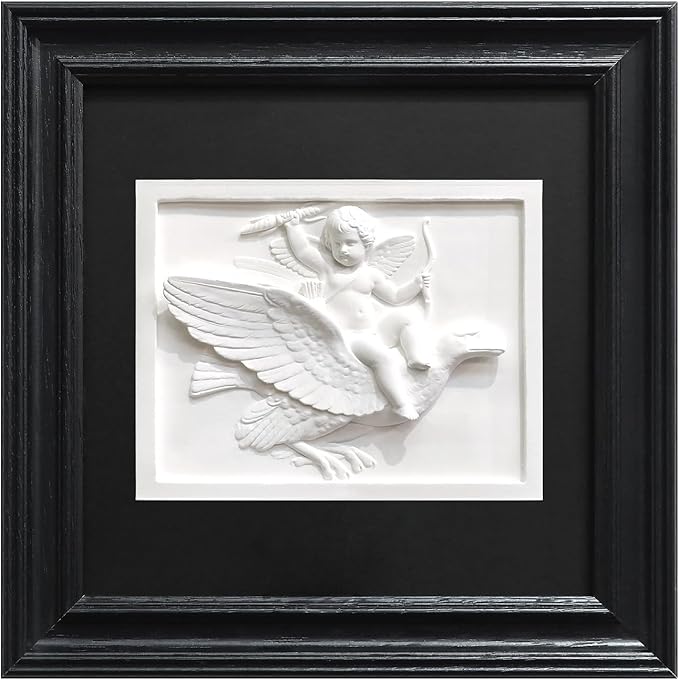 FOLKOR LIFE Cherub Angels Framed Wall Art Sculpture for Home Vintage Decor, Black and White Wall Decor Greek Mythology Cupid God of Love Classic Figurine for Room Decor, Gift for Anniversary