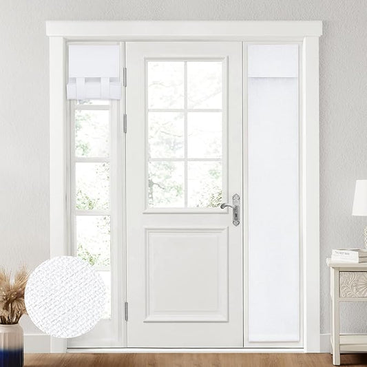 HOMEIDEAS 100% Linen Blackout Sidelight Curtains for Front Door, Side Door Window Curtains, Small Window,Thermal Insulated Covering, 1 Panel, W12 X L68 Inch, Pure White