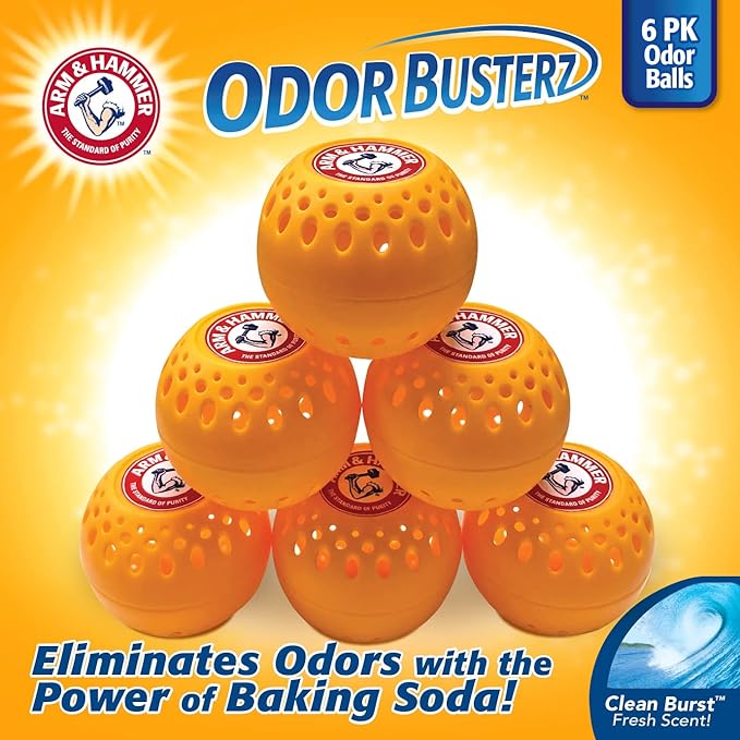 Arm & Hammer OdorBusterz?? Odor Eliminator Balls, Clean Burst, 6 Count ?€? Baking Soda Odor Control for Closets, Drawers, Hampers & Small Spaces