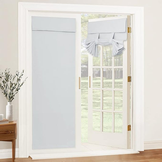 RYB HOME Blackout Door Curtain - Privacy Thermal Insulated Front/Tricia/Patio French Door Glass Window Curtains for Living Room Dining, W36 x L80 inch, 1 Panel, Grayish White