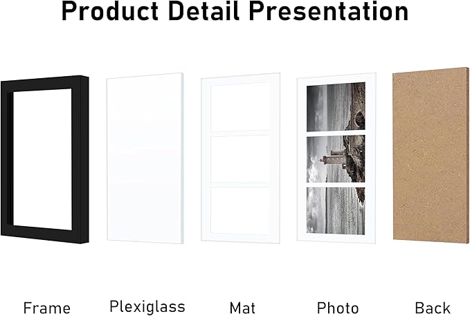 VIOLABBEY 8x14 Collage Picture Frames 2Pack, Fit Three 4x6 Photos with Mat or One 8x14 Pictures without Mat for Wall,4x6 Picture Frame Collage Black