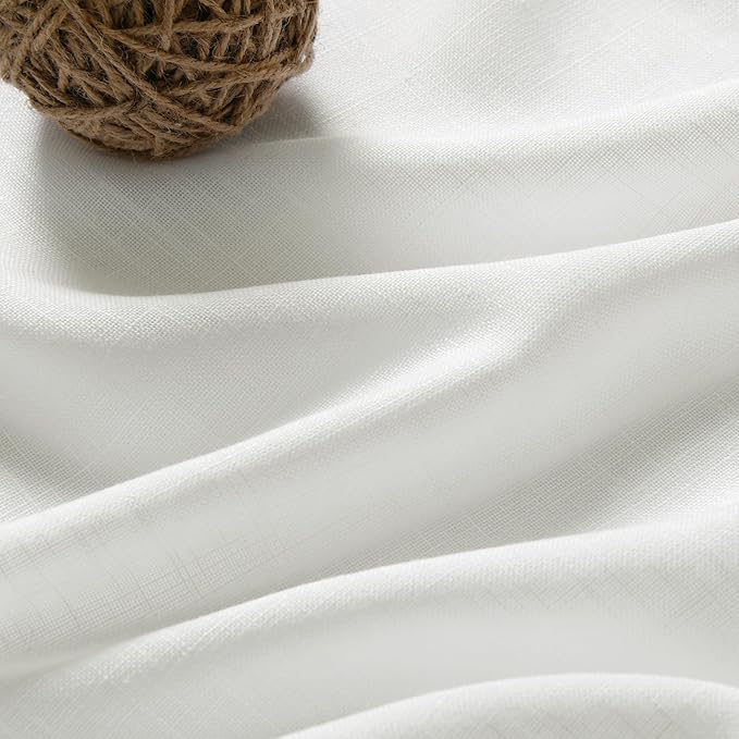 Extra Long Off White Curtain 108 inches Long 2 Panels Set for Living Room Back Tab Modern Farmhouse Coastal Decor Cotton Textured White Sheer Linen Curtains 108 inch Length for Large Window 9 FT
