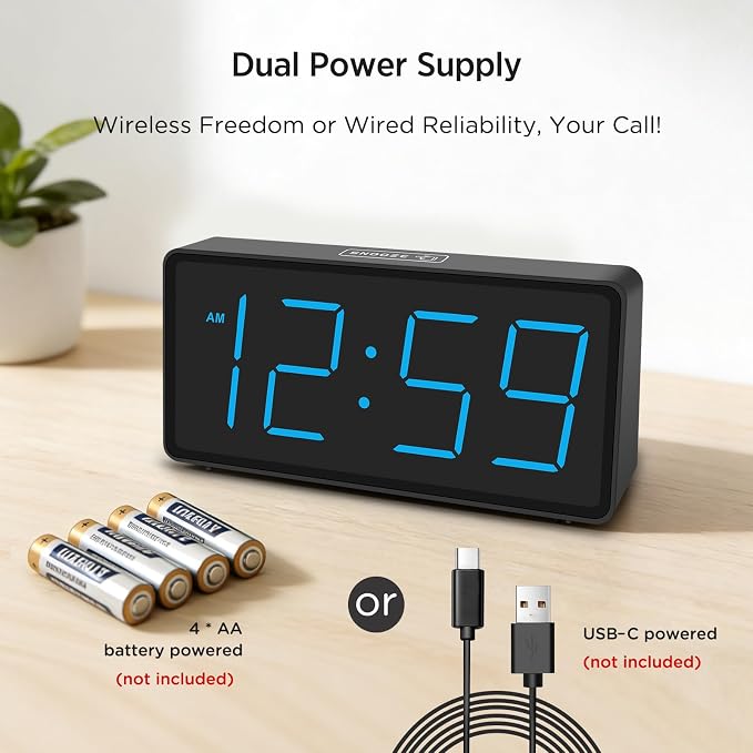 Peakeep Battery Operated Digital Alarm Clock for Bedrooms Big Numbers - Image 2