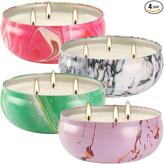 Citronella Candle Outdoor,12oz Summer Camping Large Candle for Outside Garden Backyard Balcony,30 Hour Burn,4 Pack 3 Wick