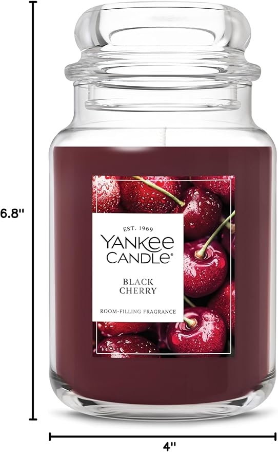 Yankee Candle Black Cherry, Scented Candle, 22oz Large Jar with up to 150 Hour Burn Time, Giftable