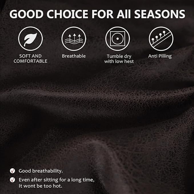 ANARACHON Leather Look Loveseat Recliner Covers Stay in Place 6-Piece Recliner Sofa Slipcover 2 Seater Reclining Couch Cover Spandex Fabric Washable (Recliner Loveseat, Chocolate)