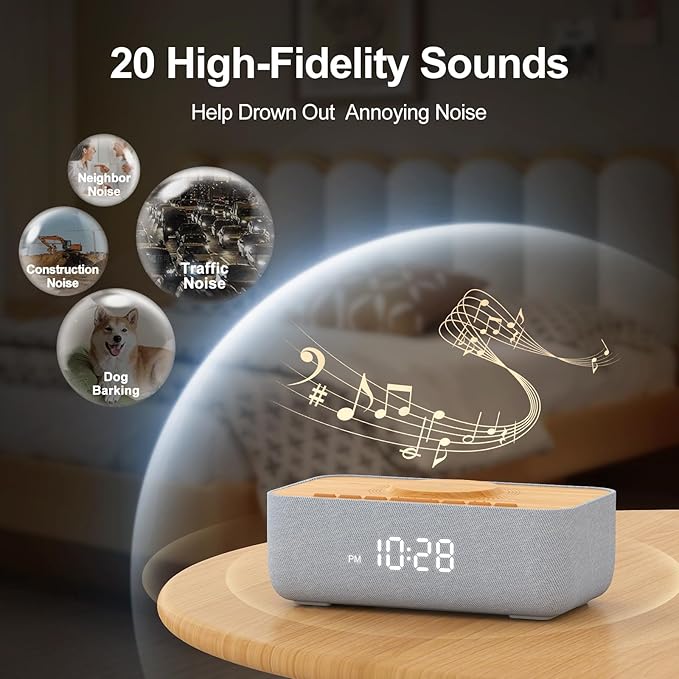 REACHER 15W Magnetic Wireless Charging Alarm Clock with White Noise Machine - Image 4