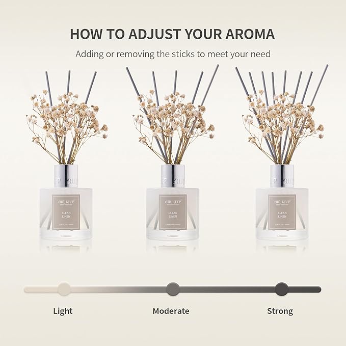 Airkeep Reed Diffuser Set,3.38 fl oz (100 ml) - Wild Mint&Eucalyptus Oil Diffusers with 8 Reed Sticks, Home Fragrance Reed Diffuser for Bathroom Shelf Decor