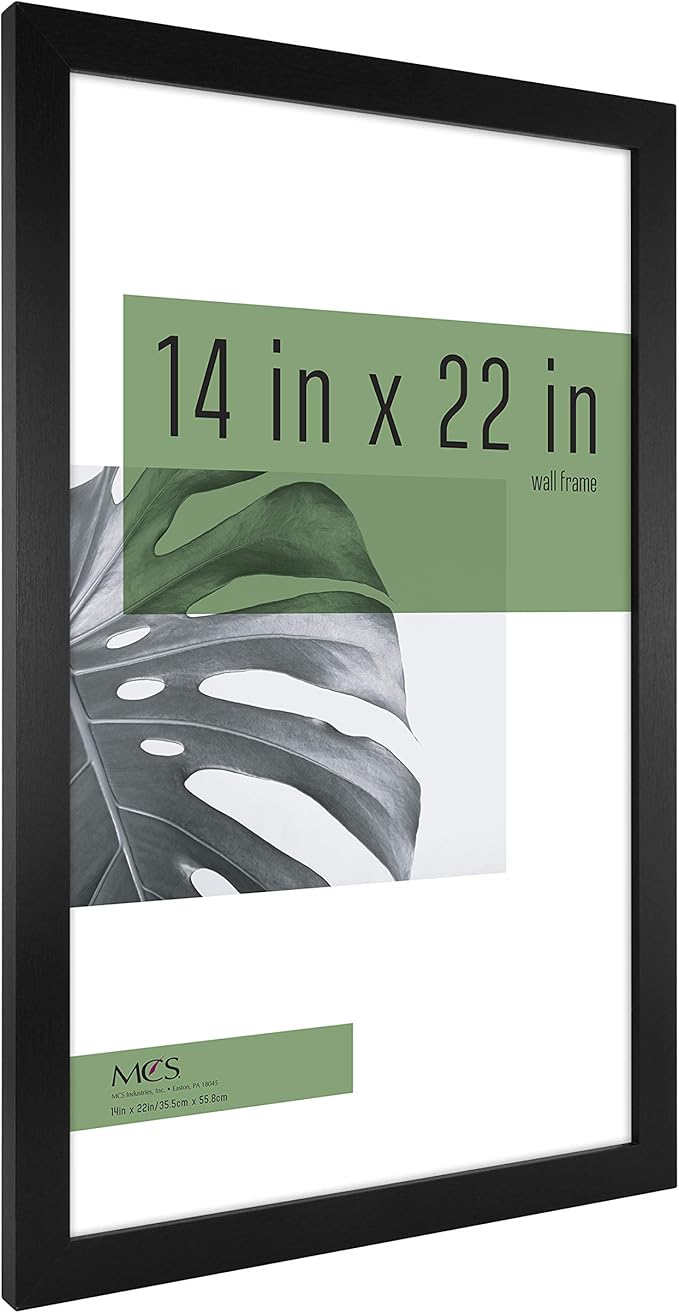 MCS Studio Gallery 14x22 Poster Frame Black Woodgrain Engineered Wood, Vertical & Horizontal Wall Hanging Large Picture Frame for Photos, Posters & Art Prints (2-Pack)