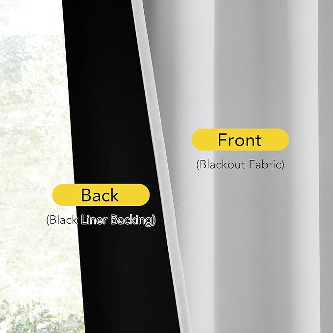 NICETOWN 100% Blackout Door Curtain for French Front Door Thermal Insulated Window Covering with Tieback for Patio Glass, Room Darkening Drapes for Living Room, W25 x L72, 1 PC, Greyish White