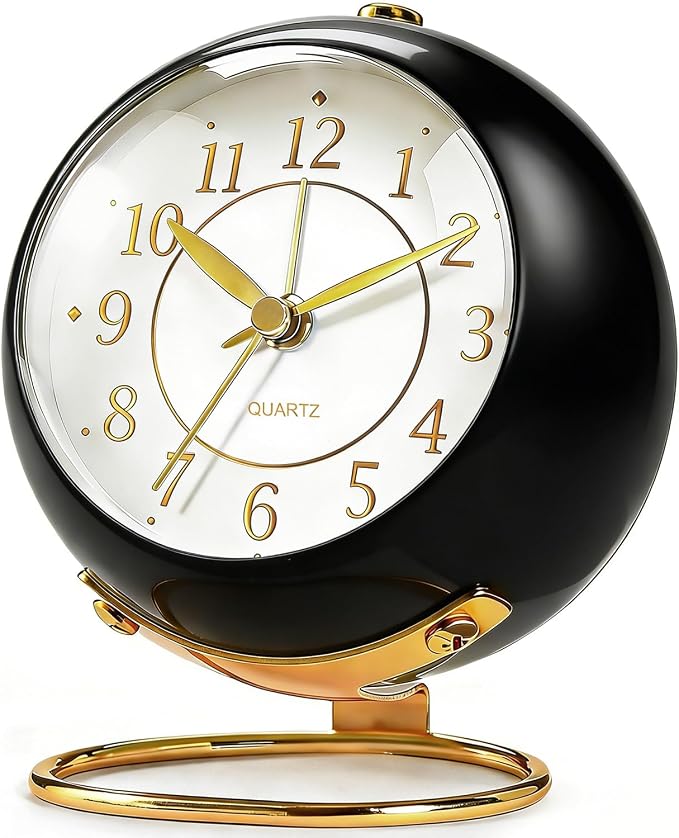 Analog Alarm Clock, Retro Small Desk Clock with Night Light, Backlight Cute Simple Design, Silent Non-Ticking, Battery Powered, for Bedroom,Travel,Kitchen,Bedside Desktop Decor by Unknown
