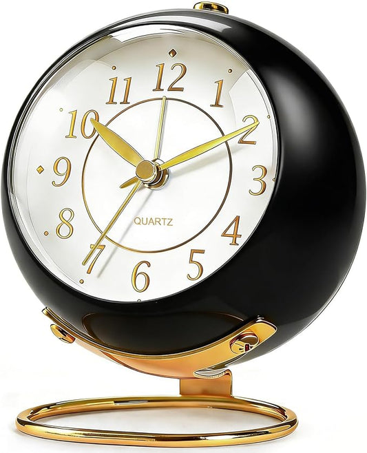 Analog Alarm Clock, Retro Small Desk Clock with Night Light, Backlight Cute Simple Design, Silent Non-Ticking, Battery Powered, for Bedroom,Travel,Kitchen,Bedside Desktop Decor by Unknown