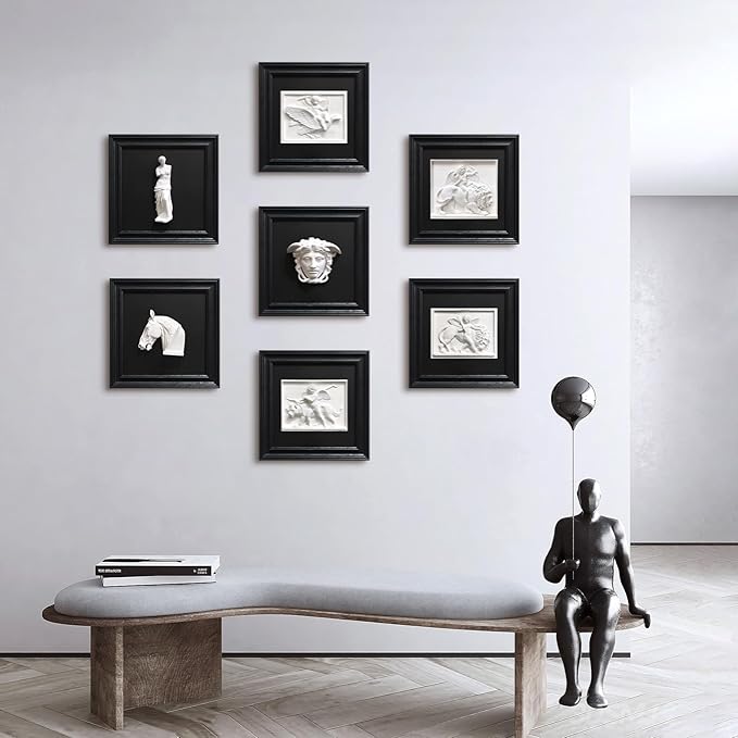 FOLKOR LIFE Medusa Wall Sculpture, 3D Medusa Relief Black and White Wall Art, Classical Greek Goddess Wall Hanging Sculpture for Living Room, Bedroom, Gothic or Modern Home Decor