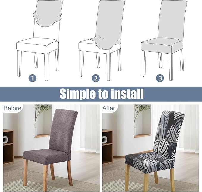 BIETYONE Chair Covers,Dining Room Chair Covers Set of 6,Stretch Kitchen Chair Cover,Washable Dining Chair Cover,Parsons Chair Slipcovers Protective,for Home,Restaurant,Banquet