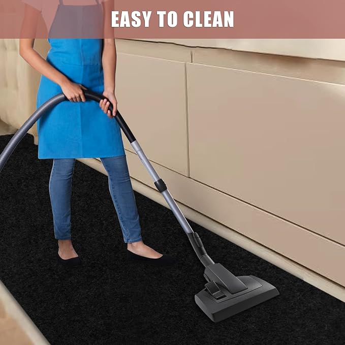 Runner Rug 4 ft x 8 ft Carpet Runners, Indoor/Outdoor Hallway Kitchen Entryway Bedroom Area Rugs with Non-Slip Rubber Backing, Garage mat, Black, Custom