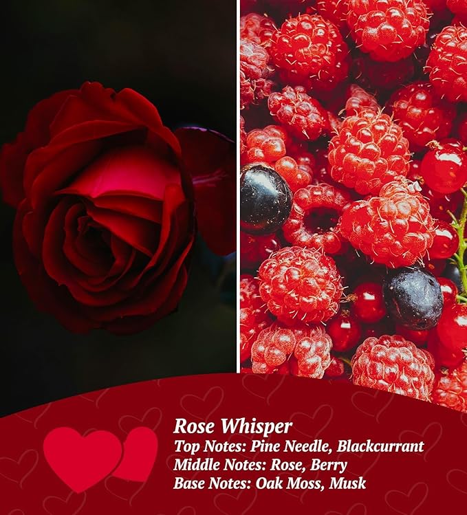 Valentine's Day Candles,Christmas Gifts for Girlfriend Women, Rose Scent,Holiday Candle Gifts for Mom,Partner, Perfect for Birthday, Xmas,Home Décor,Over 40 Hours of Burn Time, 100% Soy Wax