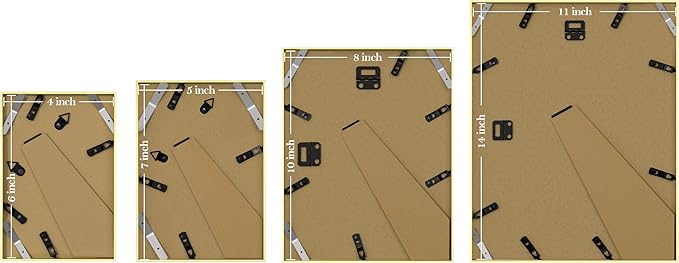 eletecpro Aluminum Gallery Wall Frame Set of 16, Including 2Pcs 11x14, 2Pcs 8x10, 6Pcs 5x7, 6Pcs 4x6 Photo Frames for Wall or Tabletop Display, Multiple Sizes Picture Frames Collage Wall Decor, Gold