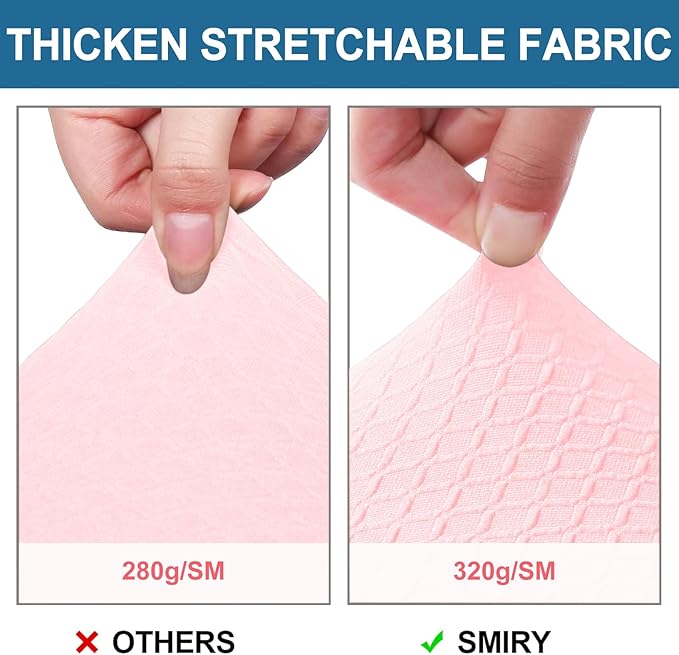 Smiry Waterproof Seat Covers for Dining Room Chairs Set of 8, Stretch Jacquard Removable Washable Chair Seat Slipcovers Protector, No Rear Covers, Blush Pink