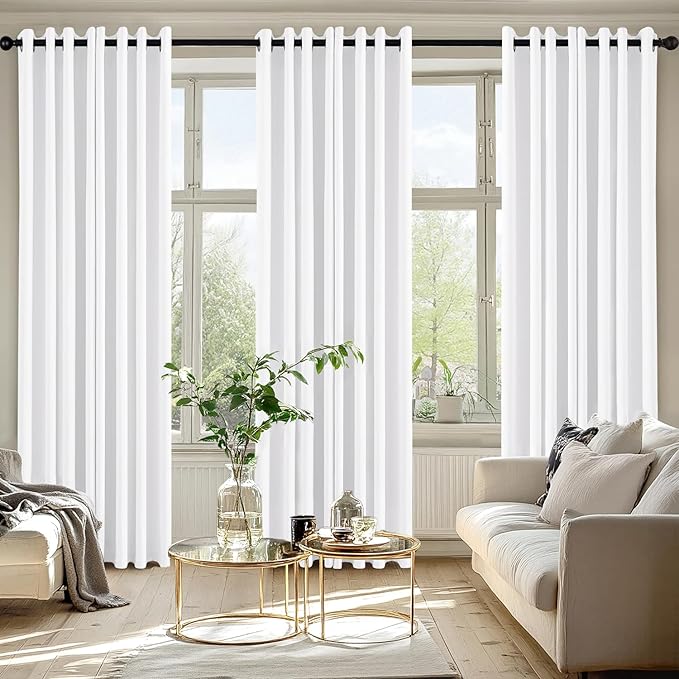 MIULEE Pure White Blackout Curtains for Bedroom Living Room 84 Inches Long 2 Panels, Thermal Insulated Room Darkening Drapes Grommet Noise Reducing Light Blocking Window Treatments 50x84 Inch
