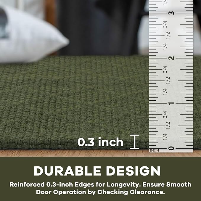 KOZYFLY Runner Rug 2x5 Ft Washable Runners for Hallways Non Slip Rubber Backed Kitchen Runners, Braided Entryway Runner Indoor, Floor Carpet for Hallway Kitchen Entryway Bedroom, Dark Green