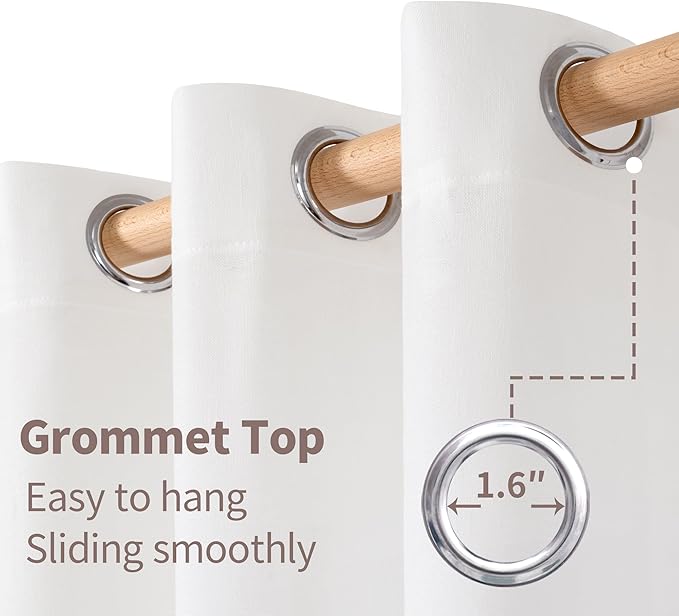 YoungsTex White Linen Light Filtering Curtains 84 Inches Long 2 Panels for Living Room, Lightweight Window Treatments with Grommet Semi Sheer Drapes for Bedroom, 52 X 84 Inch