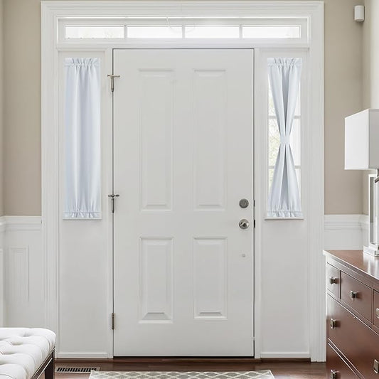 NICETOWN Blackout Side Door Curtains, Front Door Curtains for Small Window, Privacy Shades for Sidelight, Thermal Insulated Window Covering, Greyish White, 1 Panel, W12 X L40 Inches Long