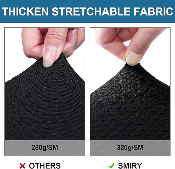 Smiry Waterproof Seat Covers for Dining Room Chairs Set of 6, Stretch Jacquard Removable Washable Chair Seat Slipcovers Protector, No Rear Covers, Black