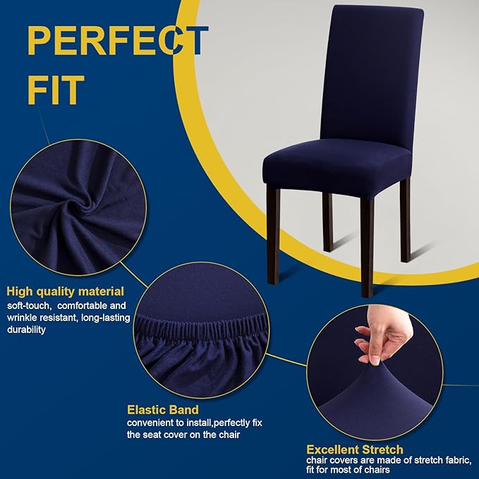 Chair Covers, Stretch Kitchen Chair Covers/Dining Room Chair Covers Set of 8, Removable Washable Dining Chair Slipcovers for Home, Hotel, Banquet