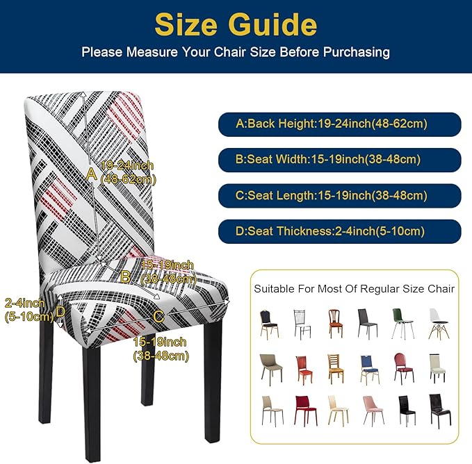 Chair Covers, Stretch Kitchen Chair Covers/Dining Chair Covers for Dining Room 8 Pack, Removable Washable Dining Chair Slipcovers for Home, Hotel, Banquet