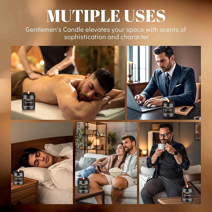 Mens Scented Candle Gift Set, 6 Pack Candles for Men,Gifts for Dad & Father, Soy Candles for Home Scented, 42 oz Long Lasting Aromatheraspy Candle, Maculine Manly Jar Candle Kit