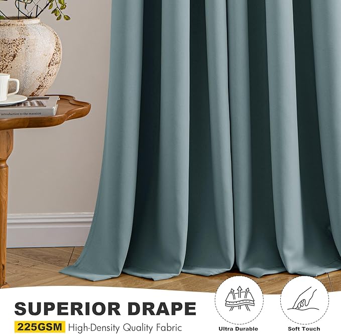 MIULEE Dusty Blue Blackout Curtains for Bedroom Living Room 84 Inches Long 2 Panels, Thermal Insulated Room Darkening Drapes Grommet Noise Reducing Light Blocking Window Treatments 40x84 inch