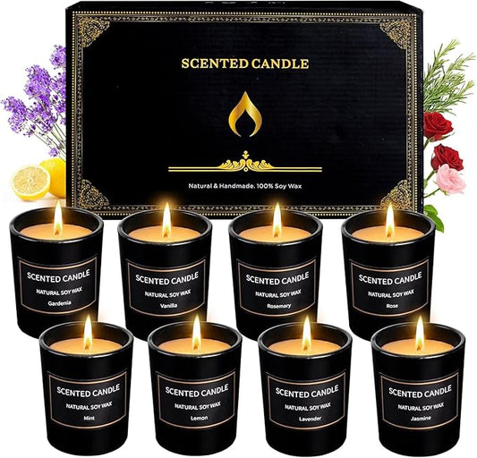 Scented Candles Gifts for Women Men, 8 Pack 3 Oz Scented Candles for Home, Natural Soy Wax Strong Fragrance Long Lasting Aromatherapy Candles for Women Men, Birthday Gifts