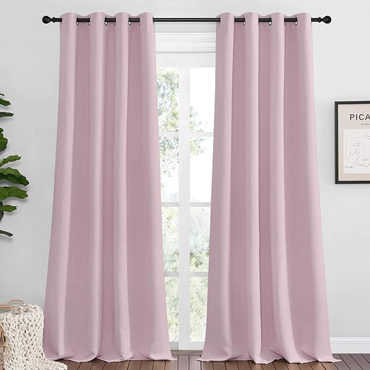 NICETOWN Baby Pink Blackout Curtains 102 inches Length for Living Room, 2 Panels, 55" Wide, Thermal Insulated Long Drapes for Large Window