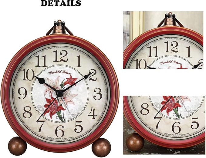 Maxspace Classic Vintage Clock - Elegant and Decorative Analog Clock,Silent Non-Ticking Clocks with Distressed Metal Frame for Office, Living Room or Bedroom - Image 5