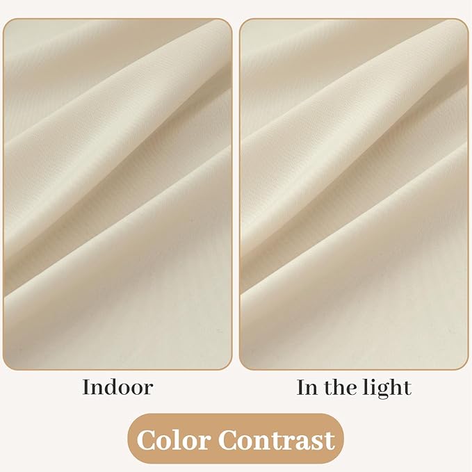MIULEE Non-See-Through French Door Curtains for Doorway, Privacy Semi Sheer Curtains for French Doors, Light Filtering Rod Pocket Window Drapes with Tie Back, Cream, 54 x 72 inches, 2 Panels