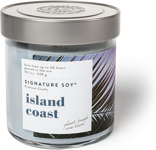 Signature Soy Lidded Island Coast Scented Candle, Large Jar
