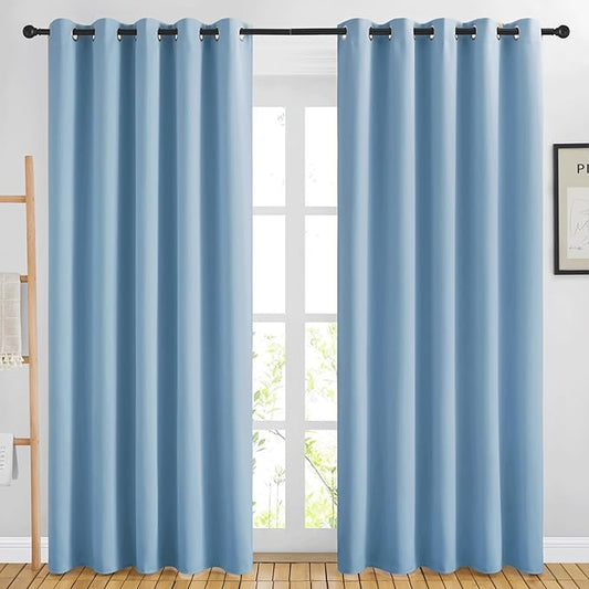 NICETOWN Room Darkening Blue Curtains for Living Room - Solid Thermal Insulated Sound Reducing Grommet Room Darkening Curtains Drapes for Bedroom/Patio (2 Panels, W66 x L84)