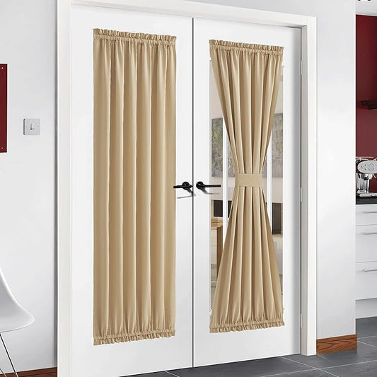 NICETOWN Door Curtain Window Panel - Thermal Insulated Room Darkening Window Treatment French/Sliding/Patio Door Blind Drapery for Privacy (One Panel, 54" Wide x 72" Long, Cream Beige)