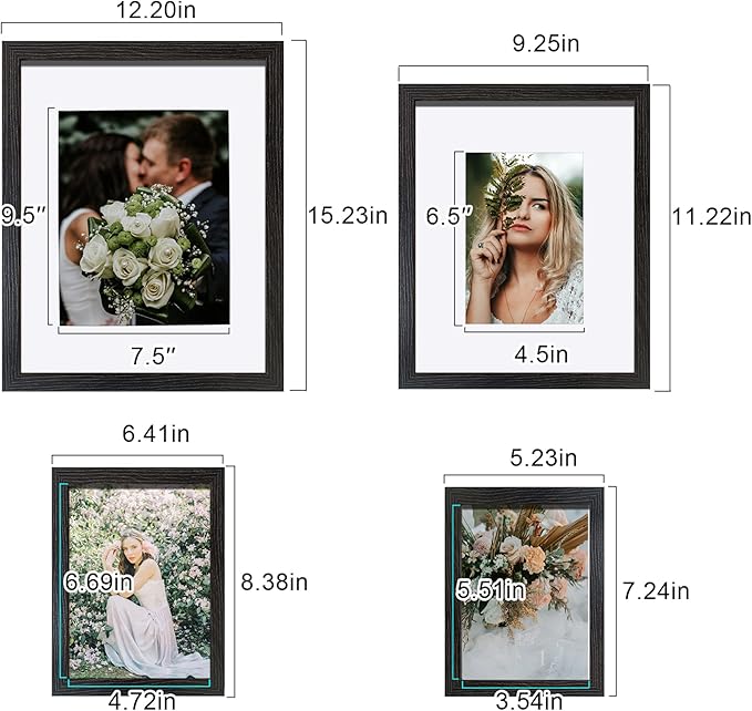 SESEAT Picture Frames Collage, Gallery Wall Frame Set with 11x14 8x10 5x7 4x6 Frames in Black Woodgrain Finishes, Set of 10