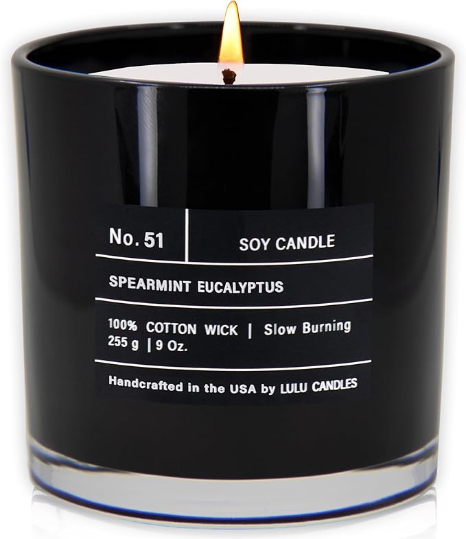 Lulu Candles | Spearmint Eucalyptus | Luxury Scented Soy Jar Candle | Hand Poured in The USA | Highly Scented & Long Lasting - 9 Oz.