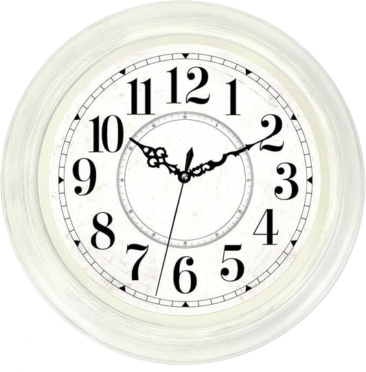 Vintage Wall Clock 16 Inch Quartz Silent Non-Ticking Analog Clock Battery Operated Rustic Round Decorative Clock for Living Room Kitchen Home Office Classroom