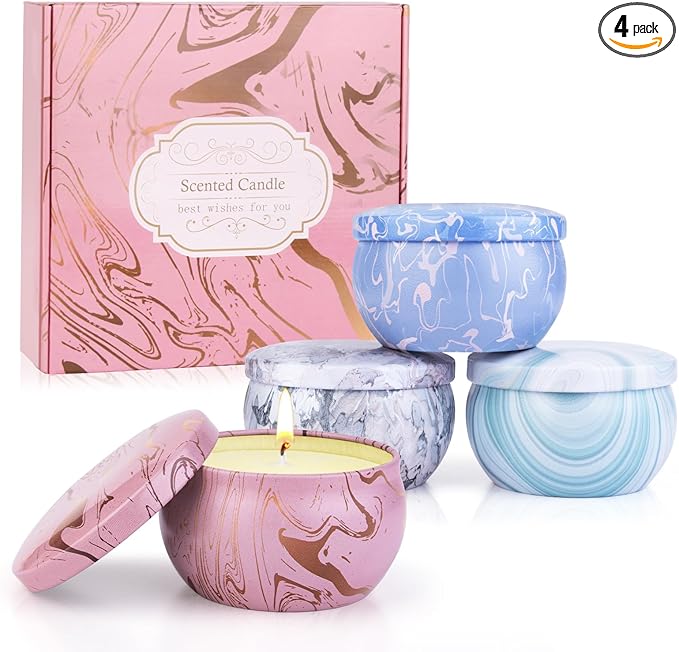 Candles - Scented Candles Gift Set for Women, 4 Packs Natural Fragrance Aromatherapy Candles for Home Scented, Long Burning Candles Gifts for Mothers Day, Thanksgiving Day, Birthday, Valentine's Day