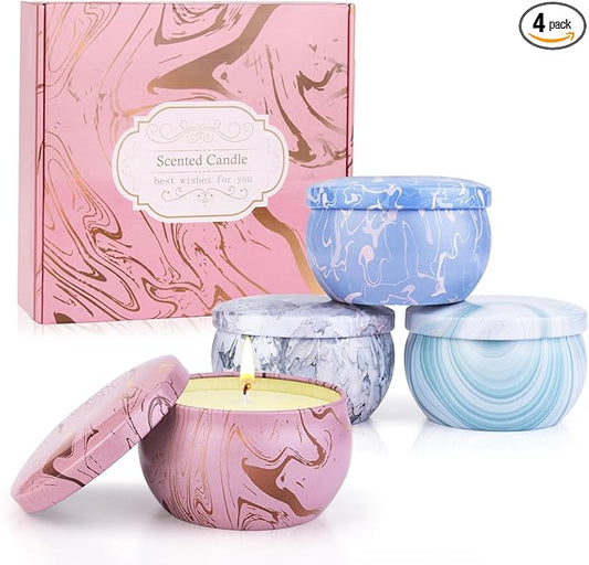 Candles - Scented Candles Gift Set for Women, 4 Packs Natural Fragrance Aromatherapy Candles for Home Scented, Long Burning Candles Gifts for Mothers Day, Thanksgiving Day, Birthday, Valentine's Day