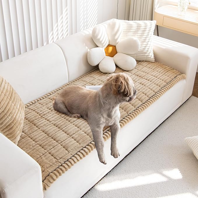 Gumfolk Pet Couch Covers for Sofa Slipcovers Couch Protector for Dogs Washable Cushion Cover, Sofa Pad Blanket Furniture, Brown, 27in*71in
