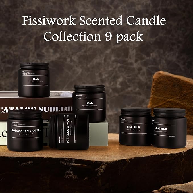 9 Pack Scented Candles Set Gifts for Men, Aromatherapy Candle Set with Scents （Mint & Eucalyptus/Sage & Citrus/Lemon Citrus & Verbena）- Gift for Dad, Boyfriend, Birthday, Father’s Day, Anniversary
